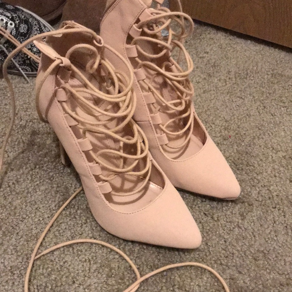 Lace up high heels